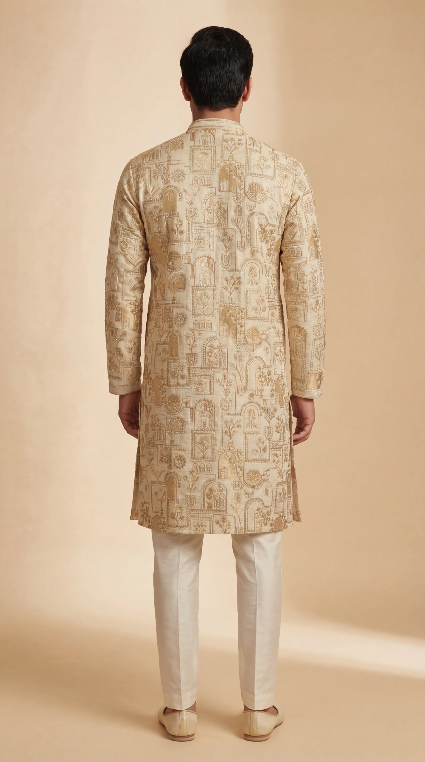 Beige Printed Kurta Set for Men | Dresswala NX