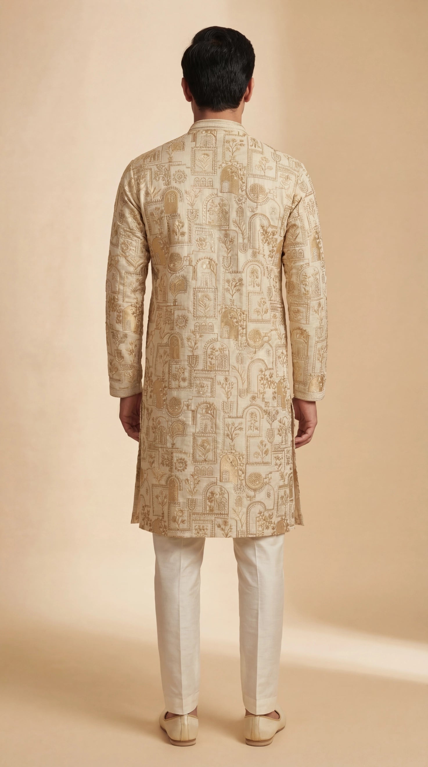 Beige Printed Kurta Set for Men | Dresswala NX
