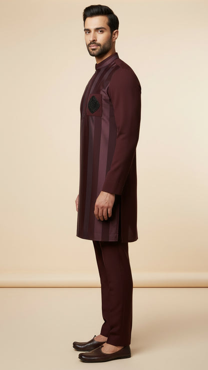 Maroon Striped Kurta Set for Men | Dresswala NX