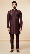 Maroon Striped Kurta Set for Men | Dresswala NX