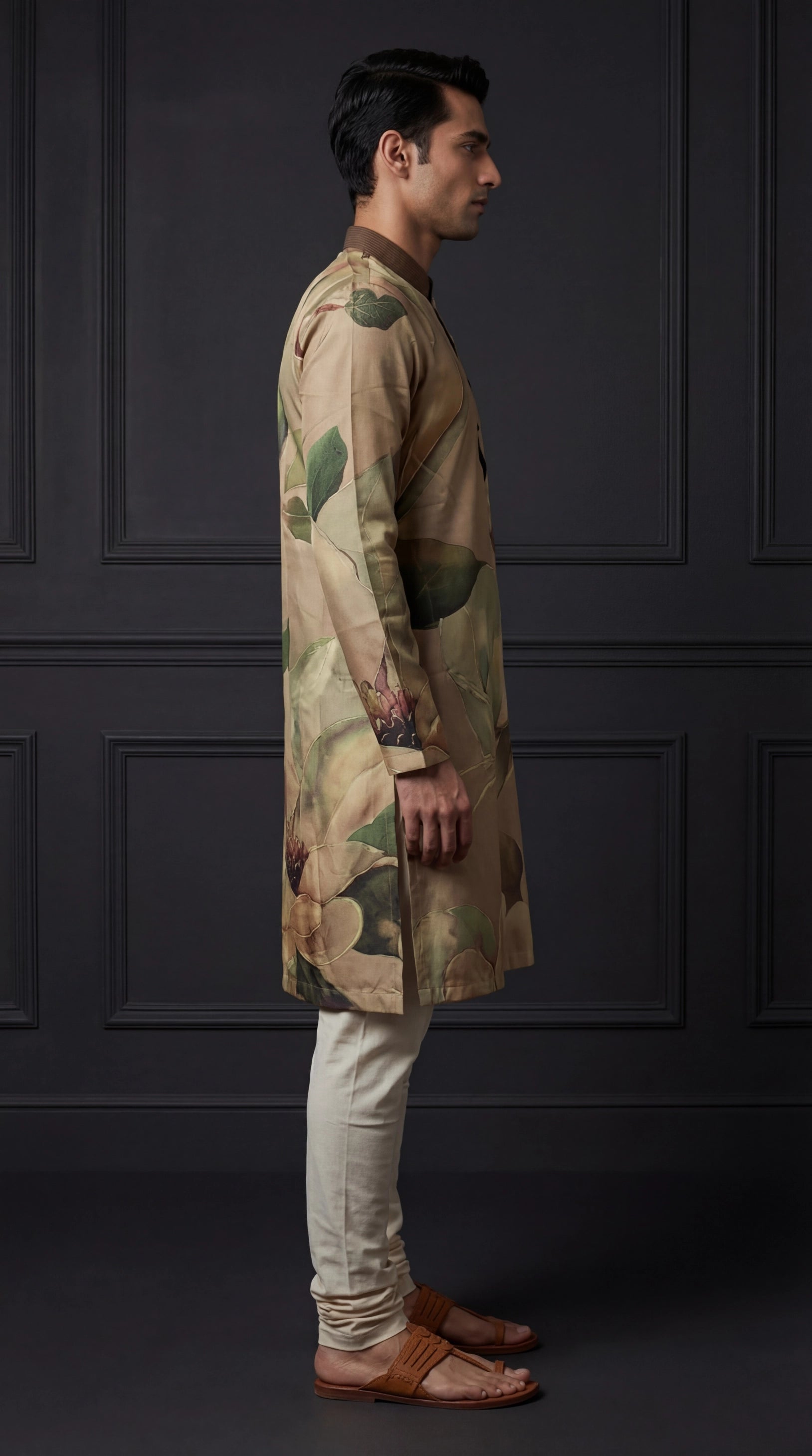 Beige Floral Printed Kurta Set for Men | Dresswala NX