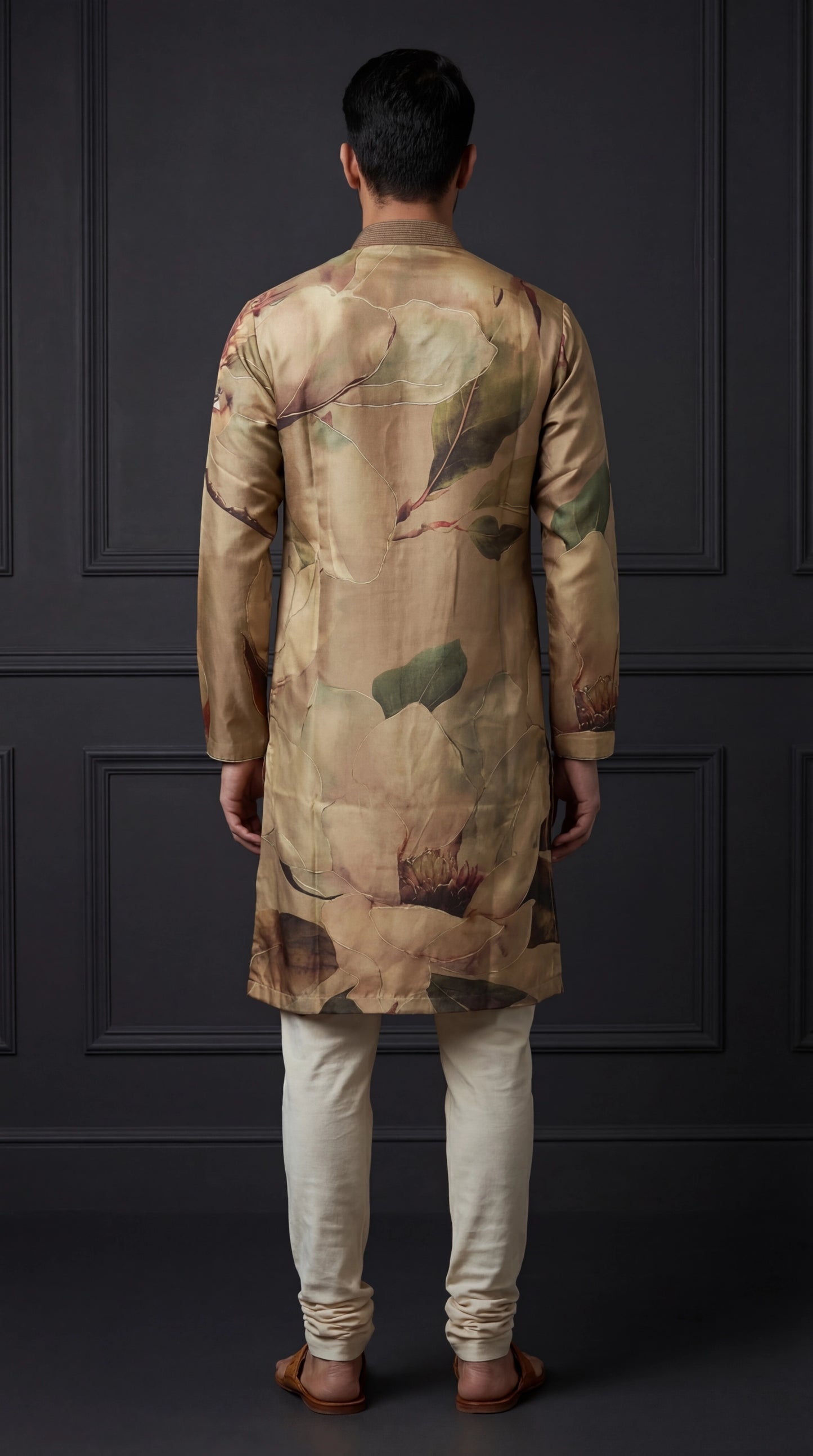 Beige Floral Printed Kurta Set for Men | Dresswala NX