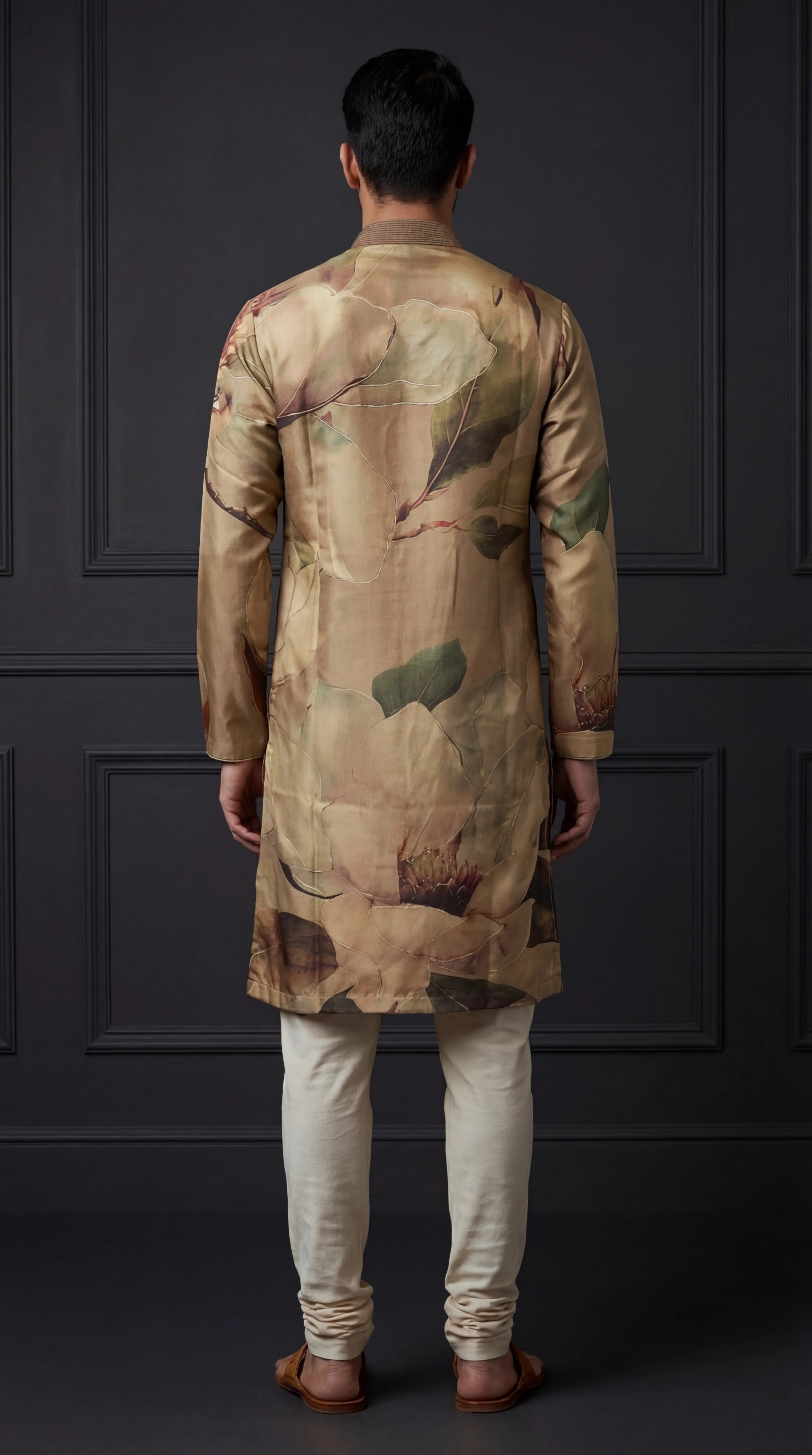 Beige Floral Printed Kurta Set for Men | Dresswala NX