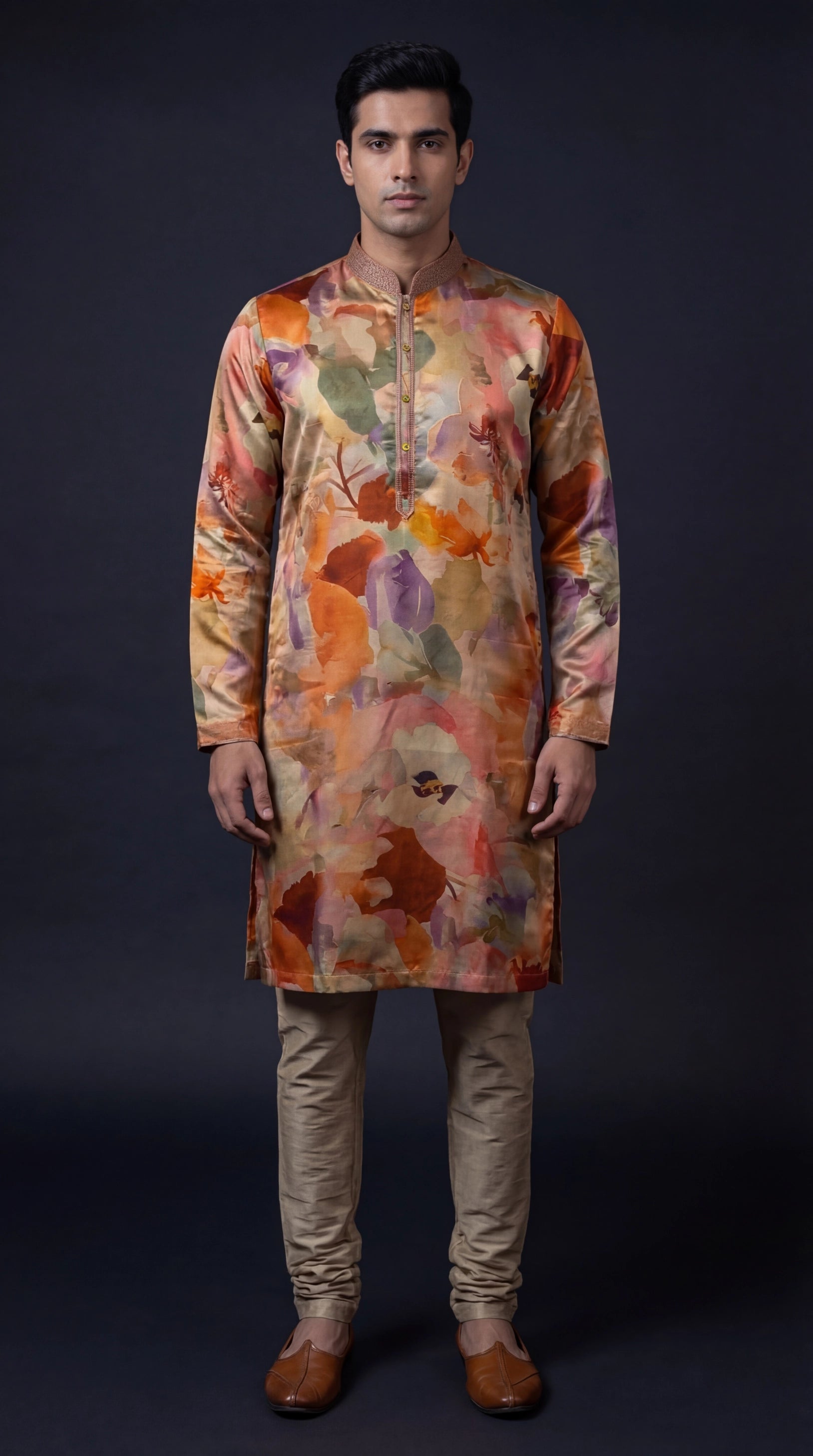 Multicolour Floral Printed Kurta Set for Men | Dresswala NX