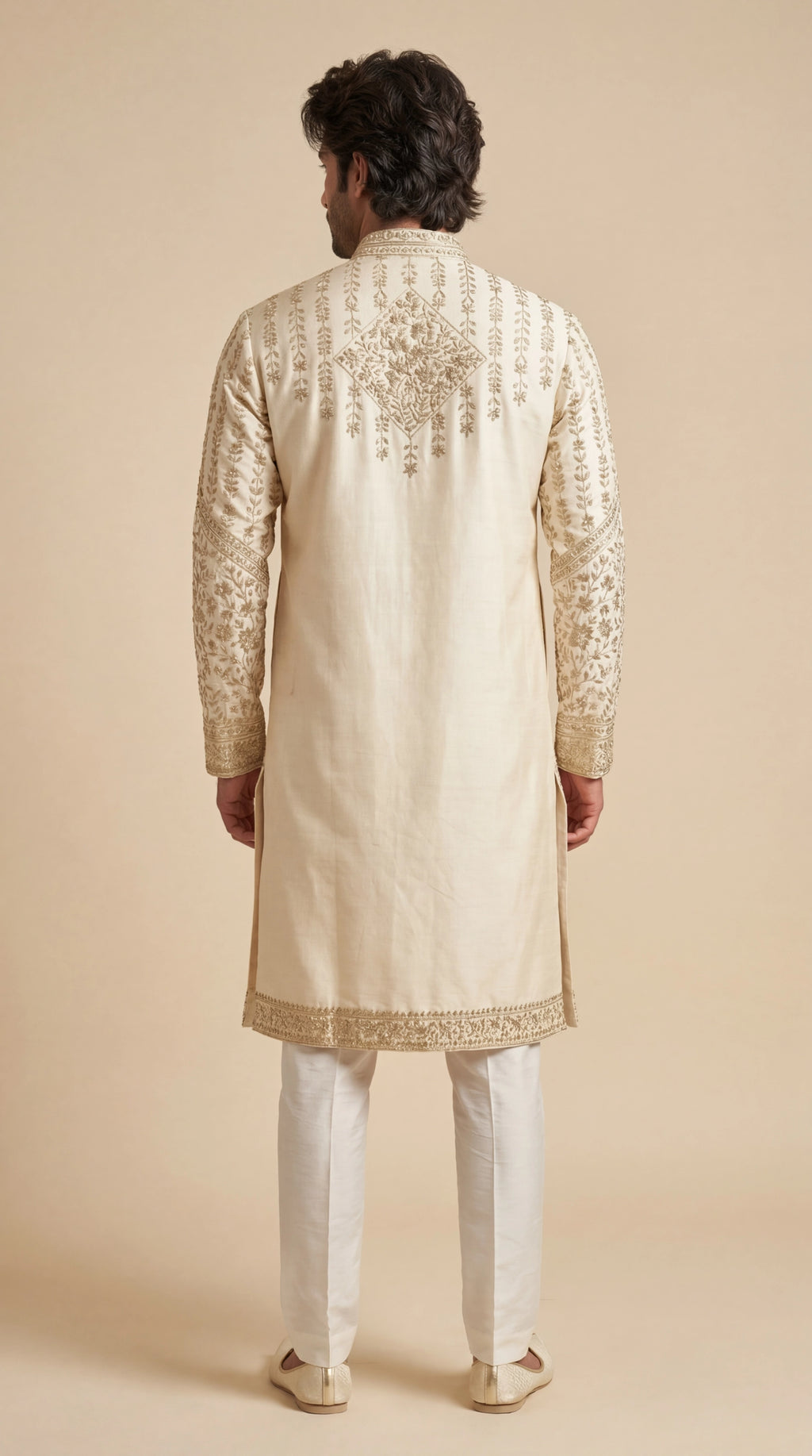 Cream Embroidered Kurta Set for Men | Dresswala NX