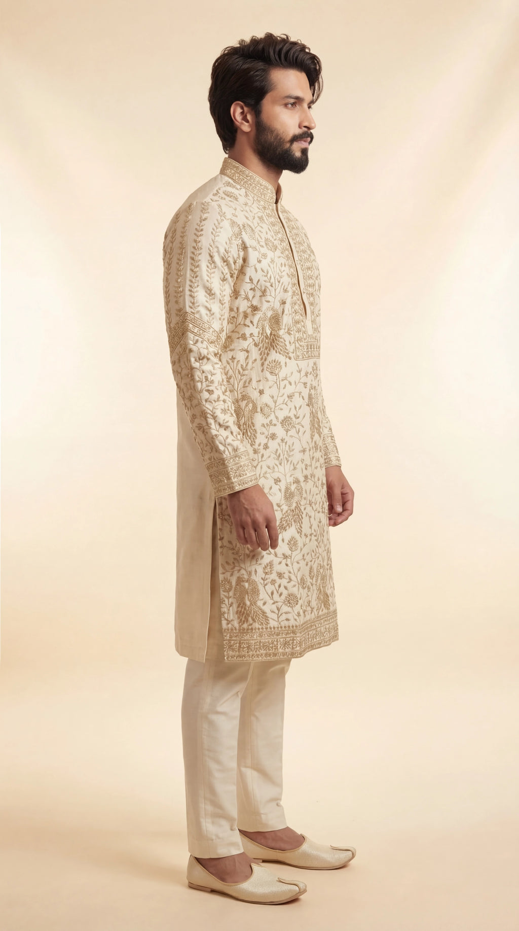 Cream Embroidered Kurta Set for Men | Dresswala NX