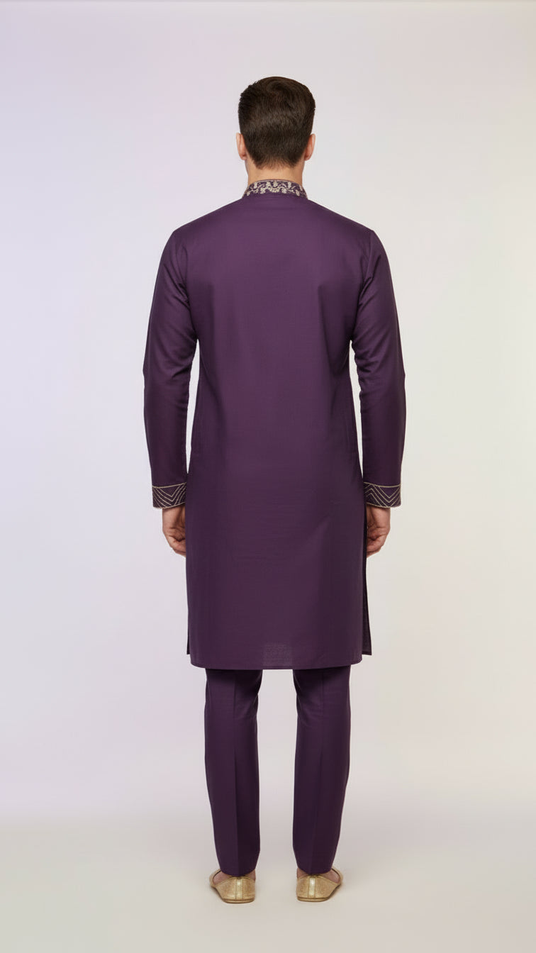 Purple Embroidered Kurta Set for Men | Dresswala NX