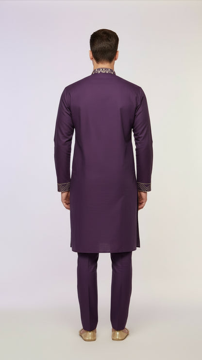 Purple Embroidered Kurta Set for Men | Dresswala NX