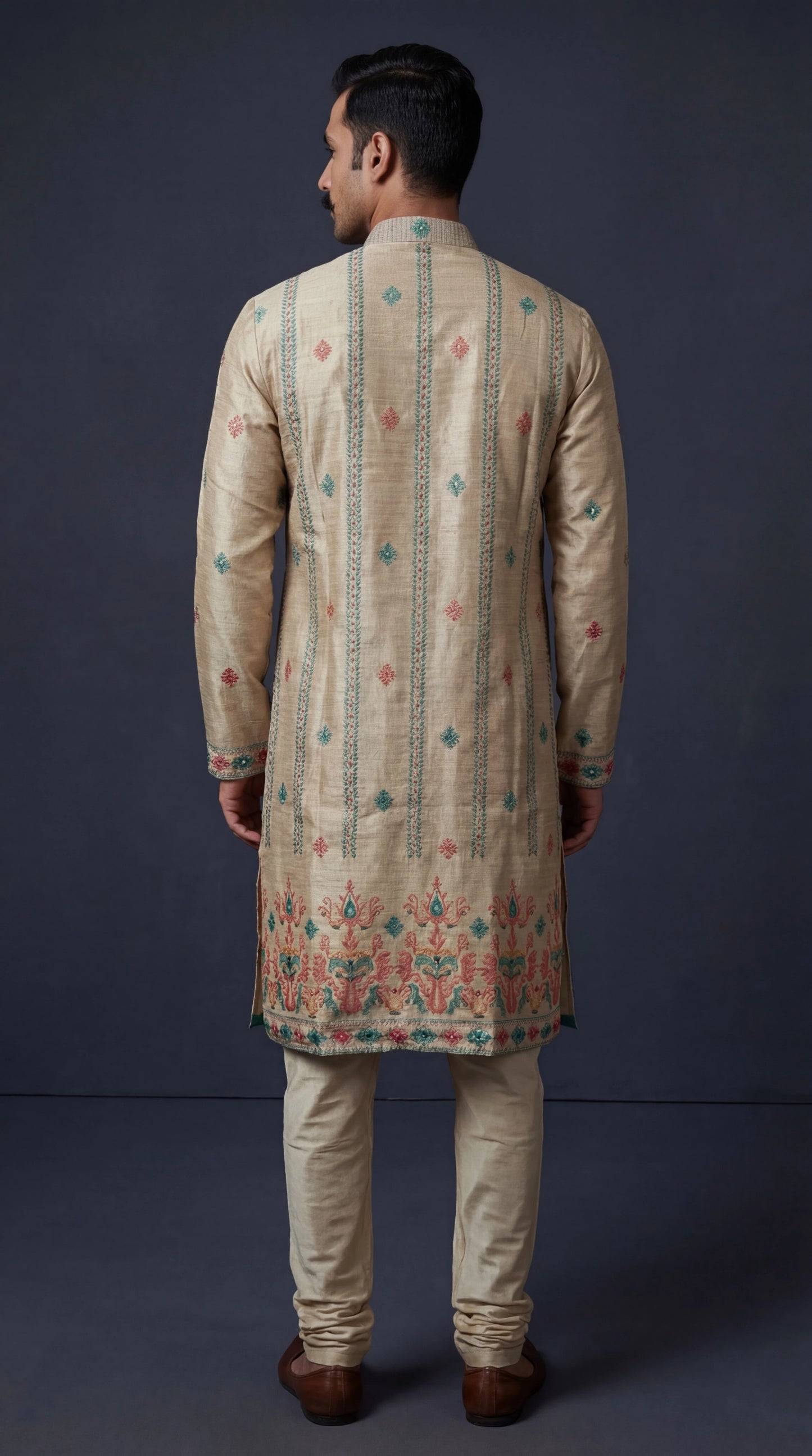 Beige Embroidered Kurta Set for Men | Dresswala NX
