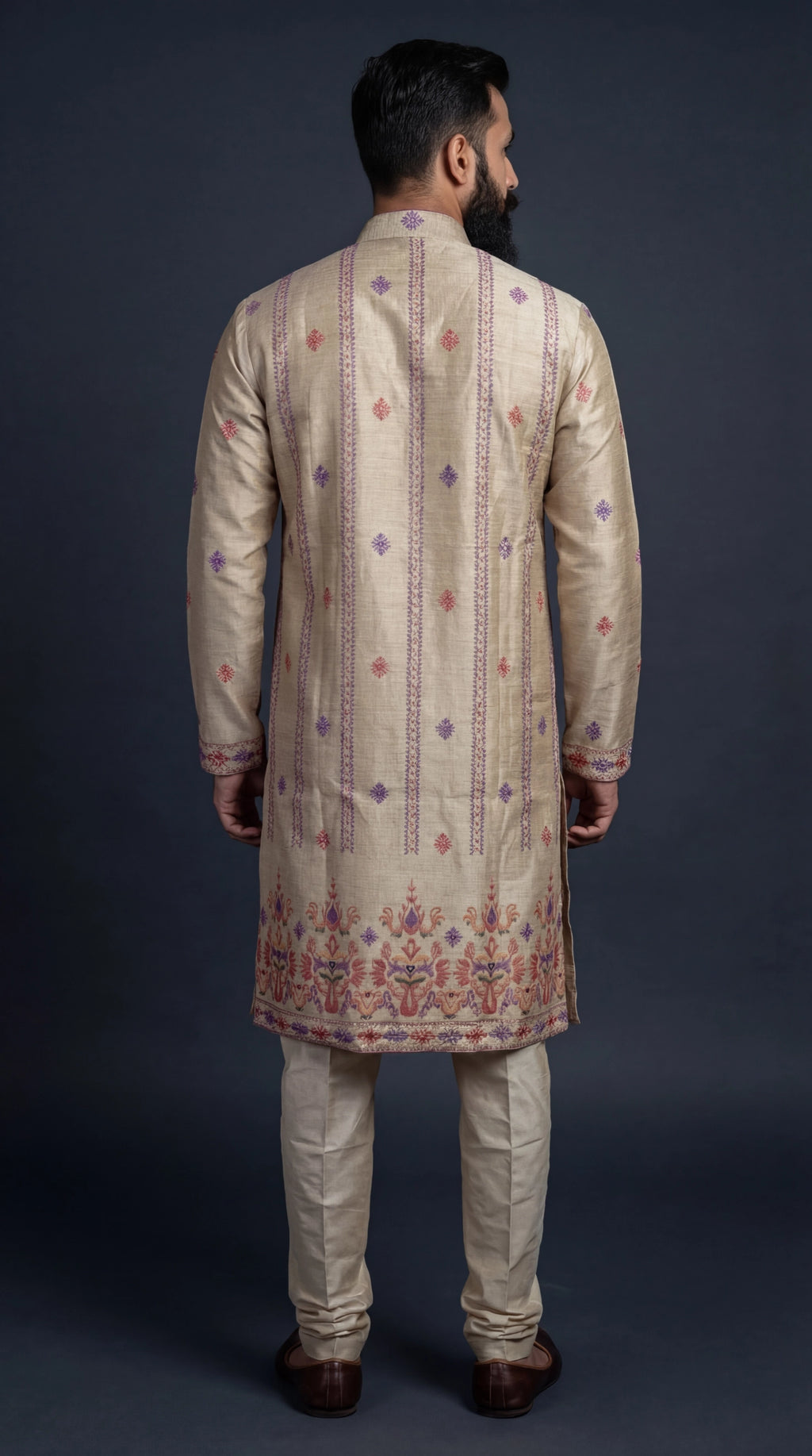 Beige Embroidered Kurta Set for Men | Dresswala NX
