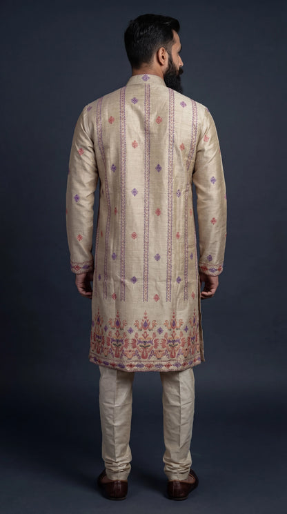 Beige Embroidered Kurta Set for Men | Dresswala NX