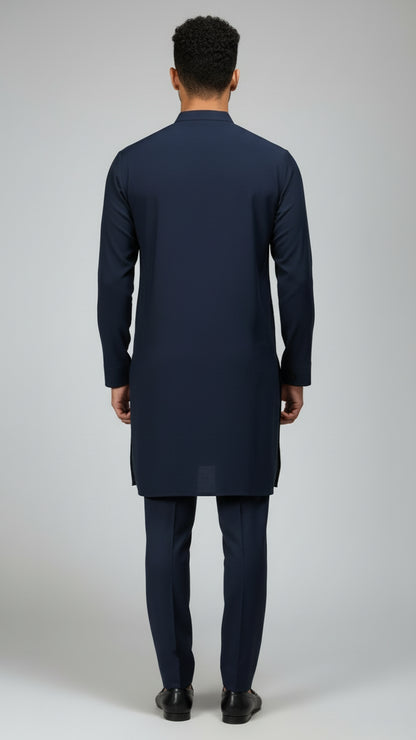 Navy Blue Striped Kurta Set for Men | Dresswala NX