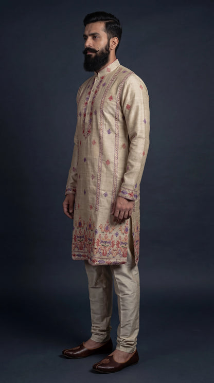 Beige Embroidered Kurta Set for Men | Dresswala NX