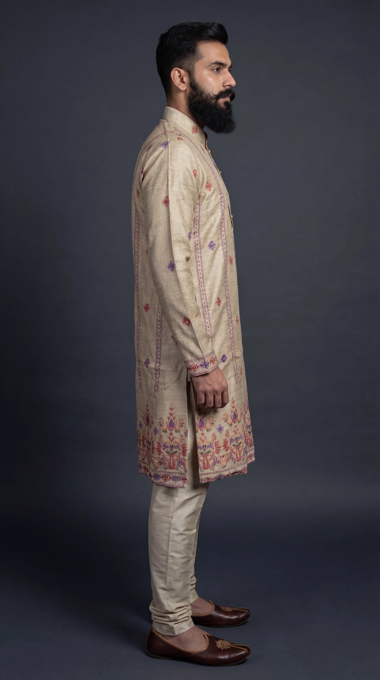 Beige Embroidered Kurta Set for Men | Dresswala NX