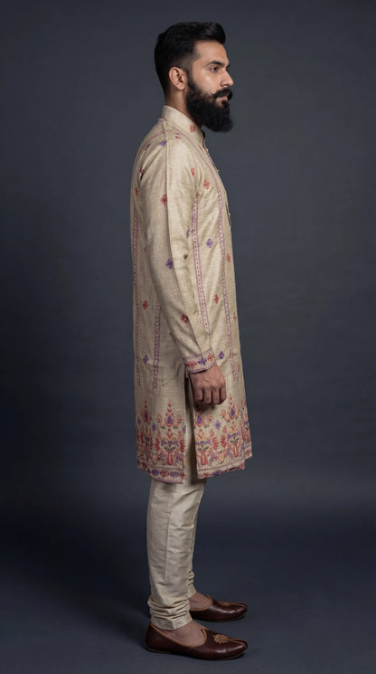Beige Embroidered Kurta Set for Men | Dresswala NX