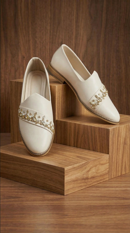 Ivory Crest Mojdi for Men | Elegant Festive Mojdi by Dresswala NX