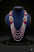 Pink & Pearl Layered Mala with Kundan Teardrop Motifs | Dresswala NX