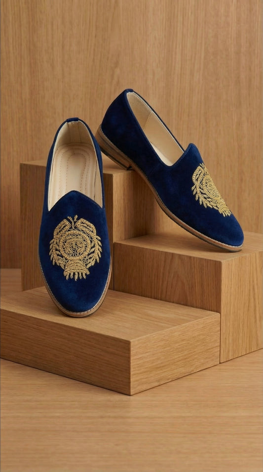 Royal Crest Navy Mojdi for Men | Luxury Festive Mojdi by Dresswala NX