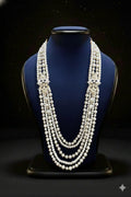 Pearl & Crystal Layered Mala with Floral Kundan Links | Dresswala NX