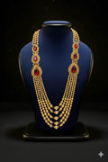 Gold Bead Layered Mala with Ruby Teardrop Motifs | Dresswala NX