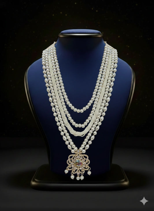 Layered Pearl Mala with Pendant (Kundan Style) | Dresswala NX