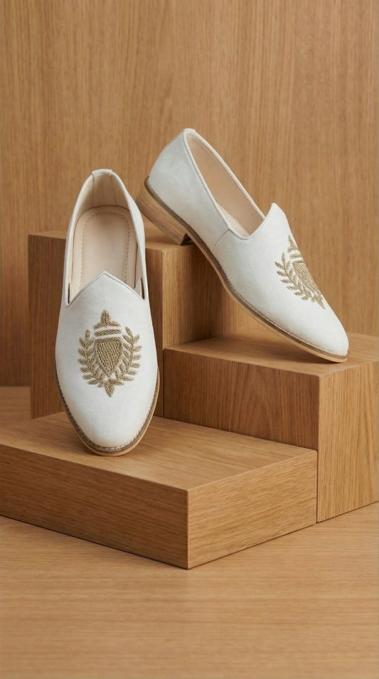 Ivory Laurelmark Mojdi for Men | Elegant Wedding Mojdi – Dresswala NX