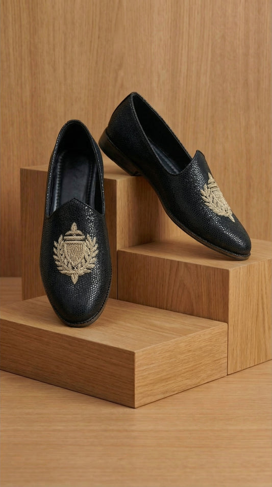 Kaalraj Crest Mojdi for Men | Black Ethnic Footwear – Dresswala NX