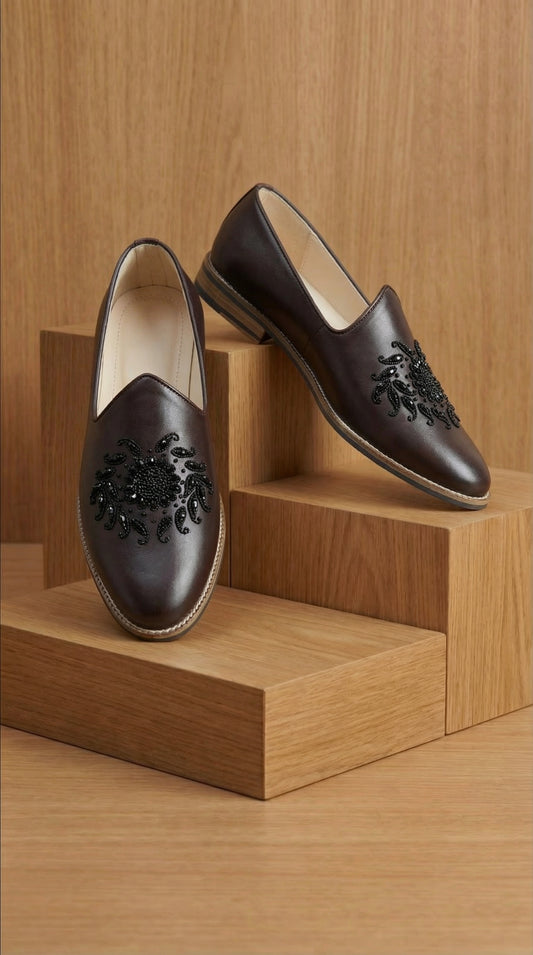 Kaalraj Noir Bead Crest Mojdi for Men | Evening Wedding Footwear – Dresswala NX
