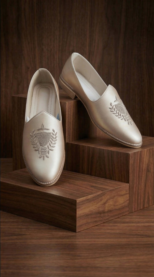 Royal Crest Champagne Mojdi for Men | Premium Ethnic Mojdi by Dresswala NX