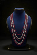 Ruby Red Bead & Crystal Layered Mala Necklace | Dresswala NX