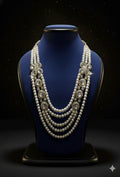 Pearl & Crystal Floral Layered Mala Necklace (Kundan Style) | Dresswala NX