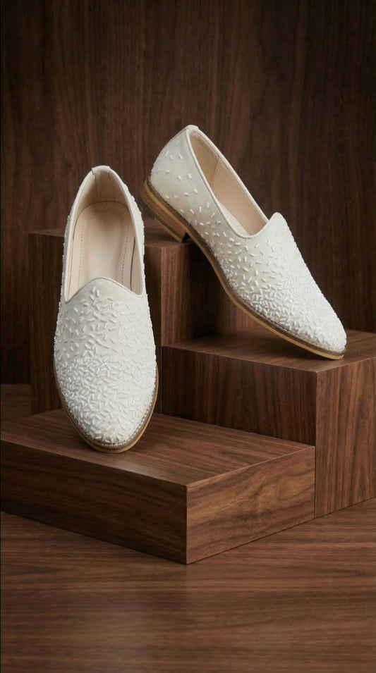 Pearl Dune Ivory Mojdi for Men | Elegant Ethnic Mojdi by Dresswala NX