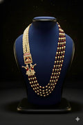 Royal Pearl & Maroon Bead Mala with Traditional Pendant | Dresswala NX