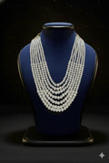 Classic White Pearl Layered Mala Necklace (5-Line) | Dresswala NX