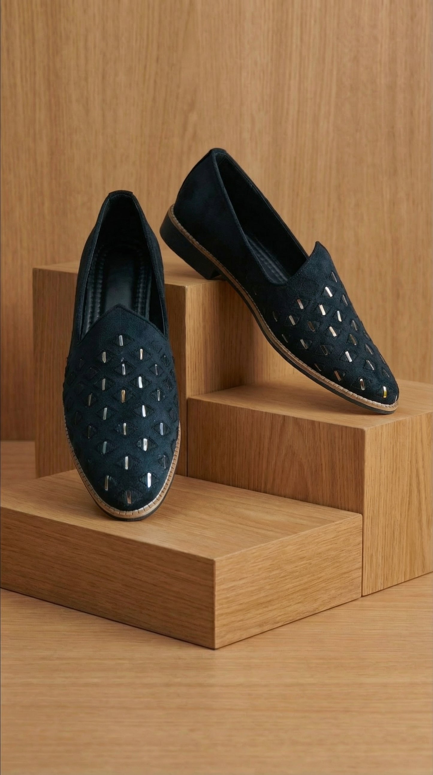 Noir Prism Black Mojdi for Men | Studded Mojdi by Dresswala NX