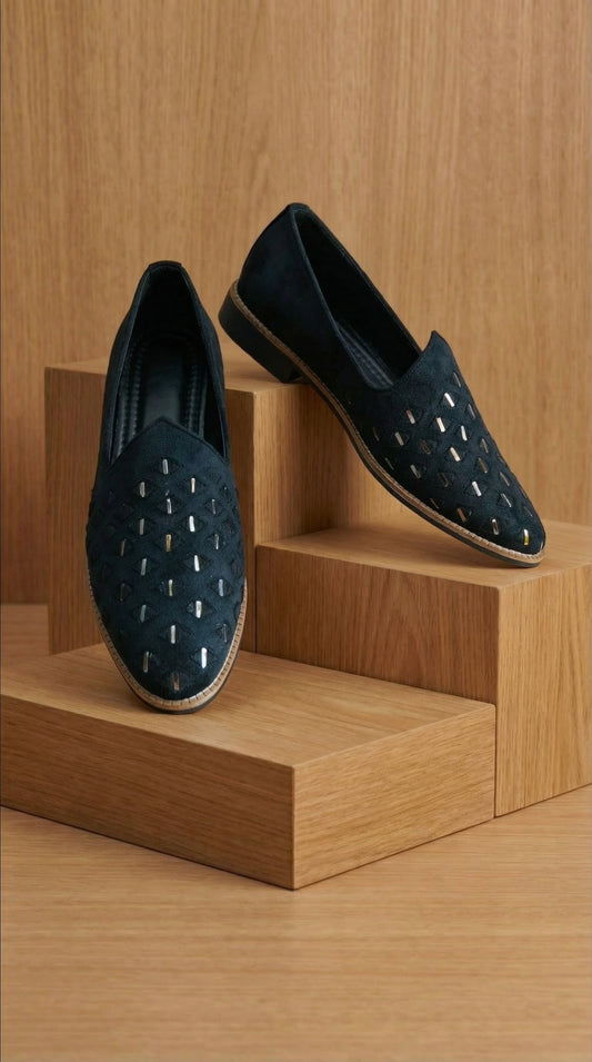 Noir Prism Black Mojdi for Men | Studded Mojdi by Dresswala NX