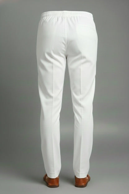 White Regular-Fit Pants for Men (Classic Straight) | Dresswala NX