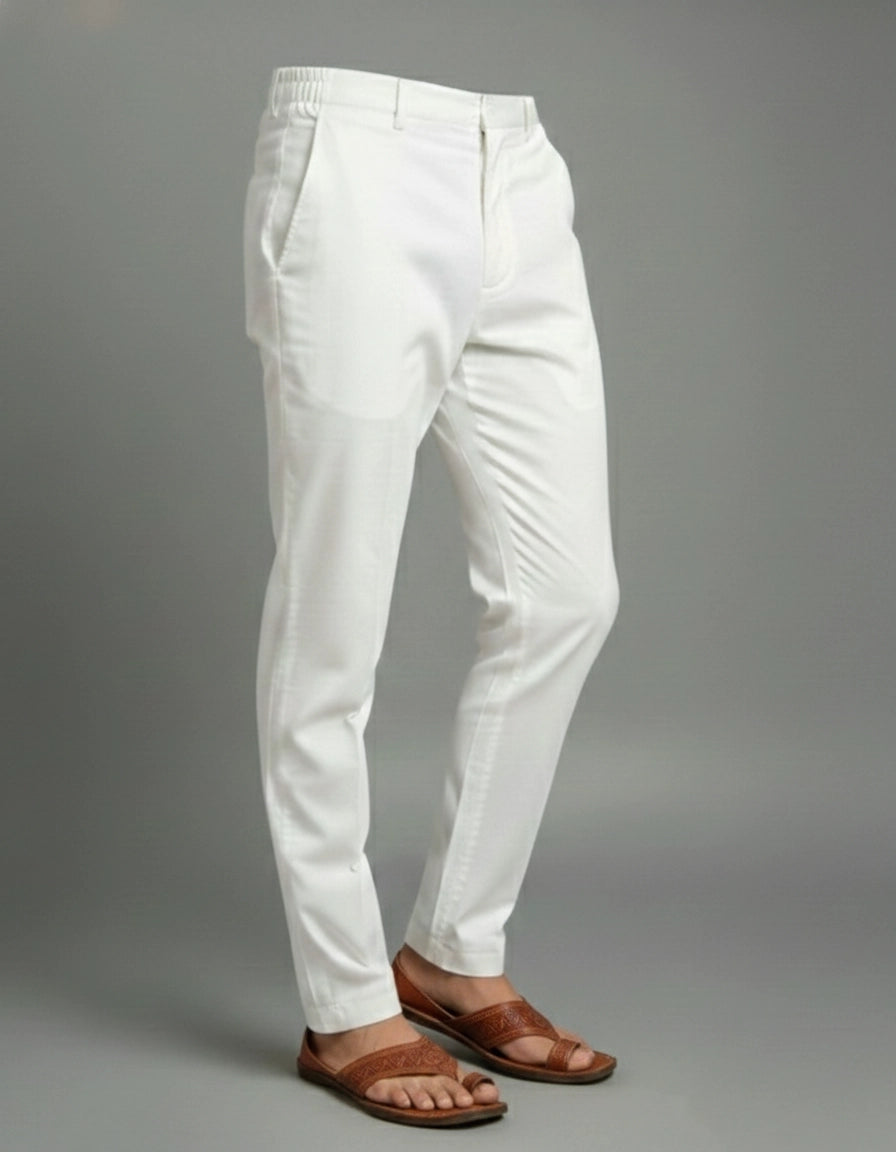 White Regular-Fit Pants for Men (Classic Straight) | Dresswala NX