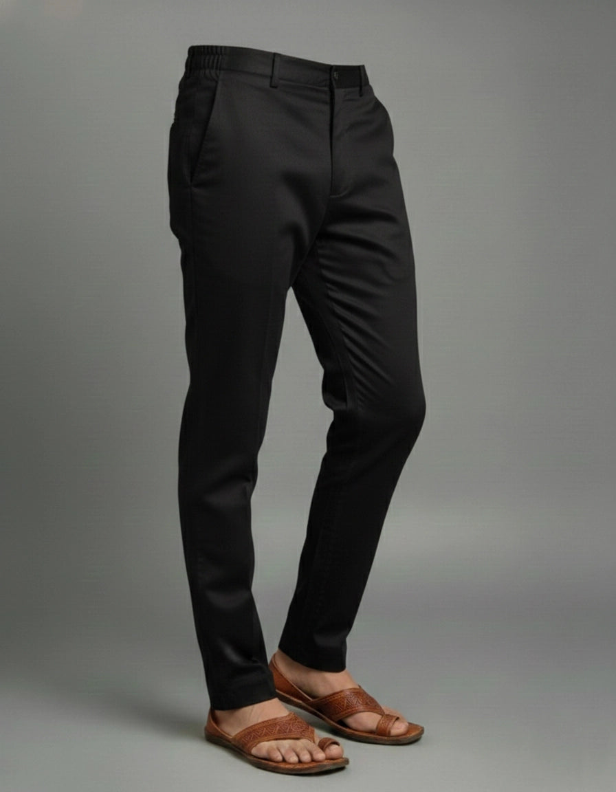 Black Regular-Fit Pants for Men (Classic Straight) | Dresswala NX