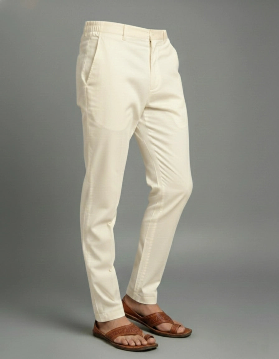 Off-White Regular-Fit Pants for Men (Classic Straight) | Dresswala NX