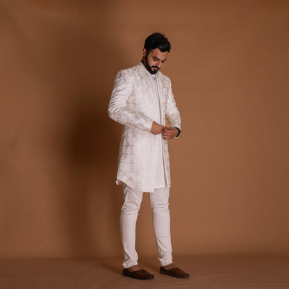 Bright White Indo-western Kurta Set