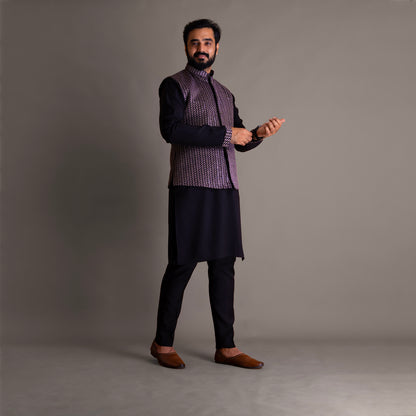 Black Kurta Jacket Combo