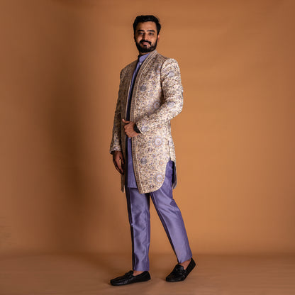 Purple Indo-western Kurta Set