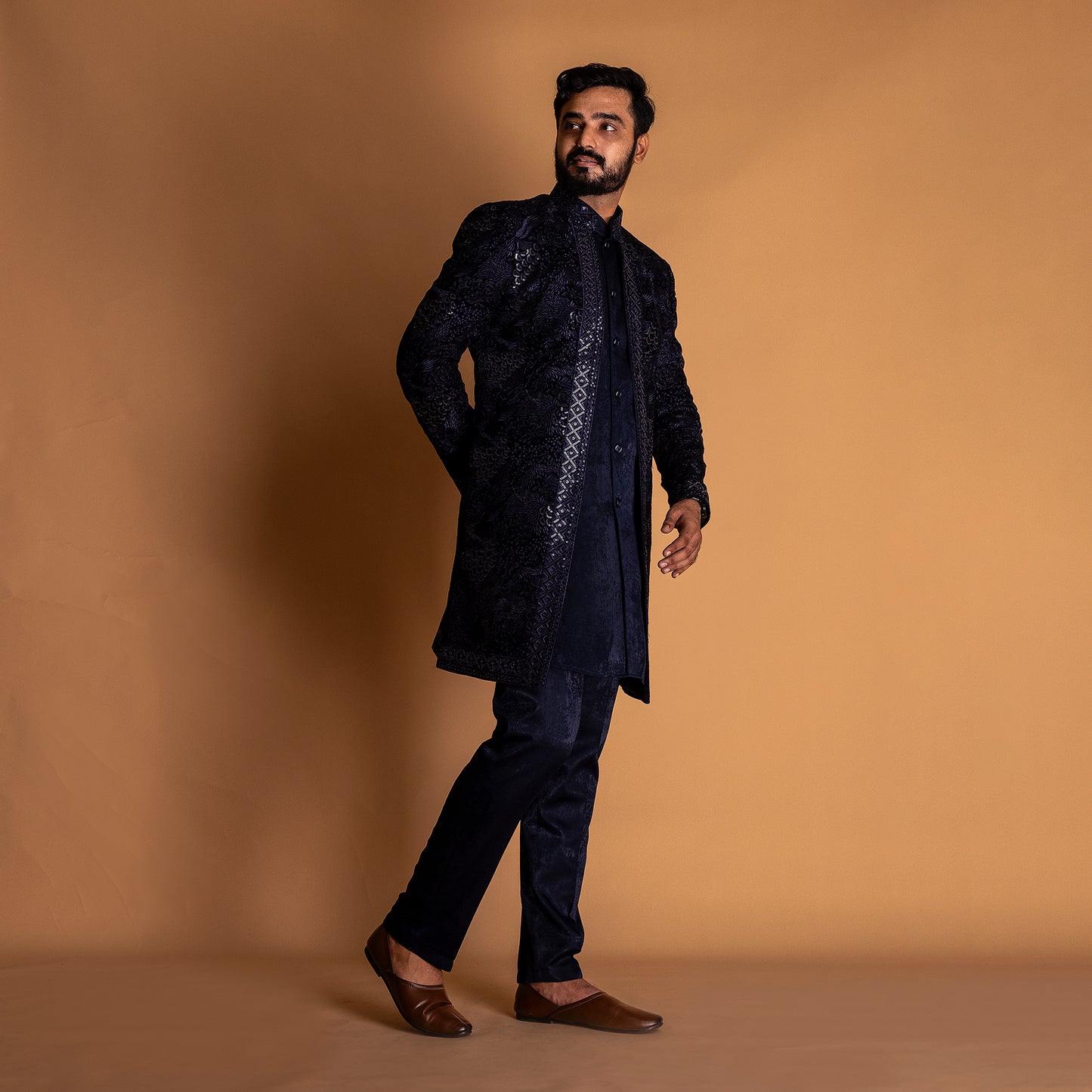 Royal Blue Indo-western Kurta set