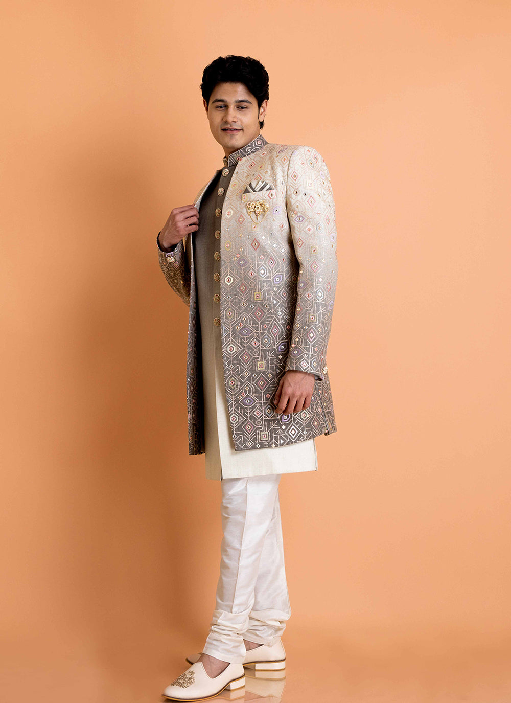 Three-Piece Achkan-style Indo-western