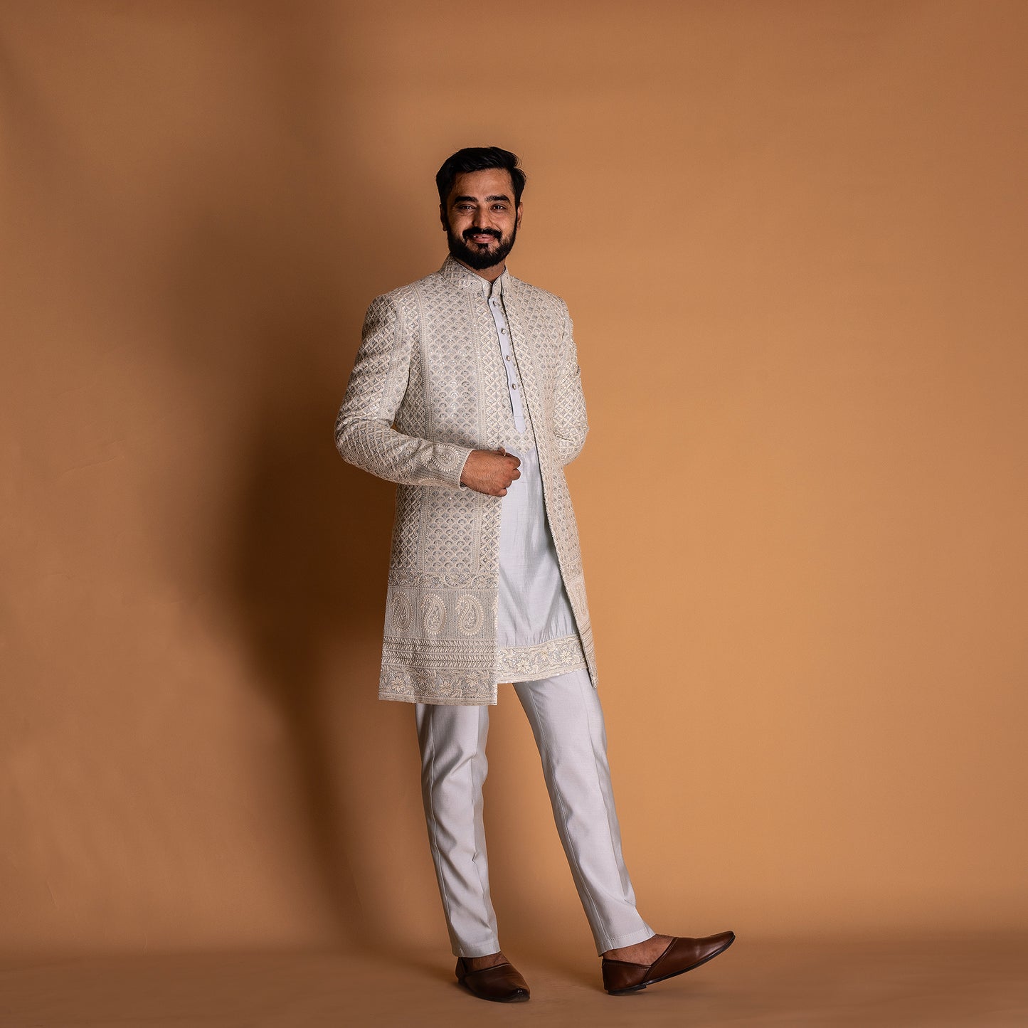 Elegant Light Blue Indo-western Kurta set