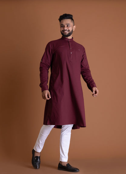 Solid Maroon Kurta