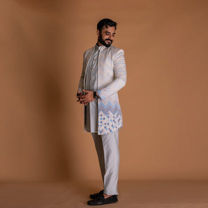 White Indo-western Kurta Set