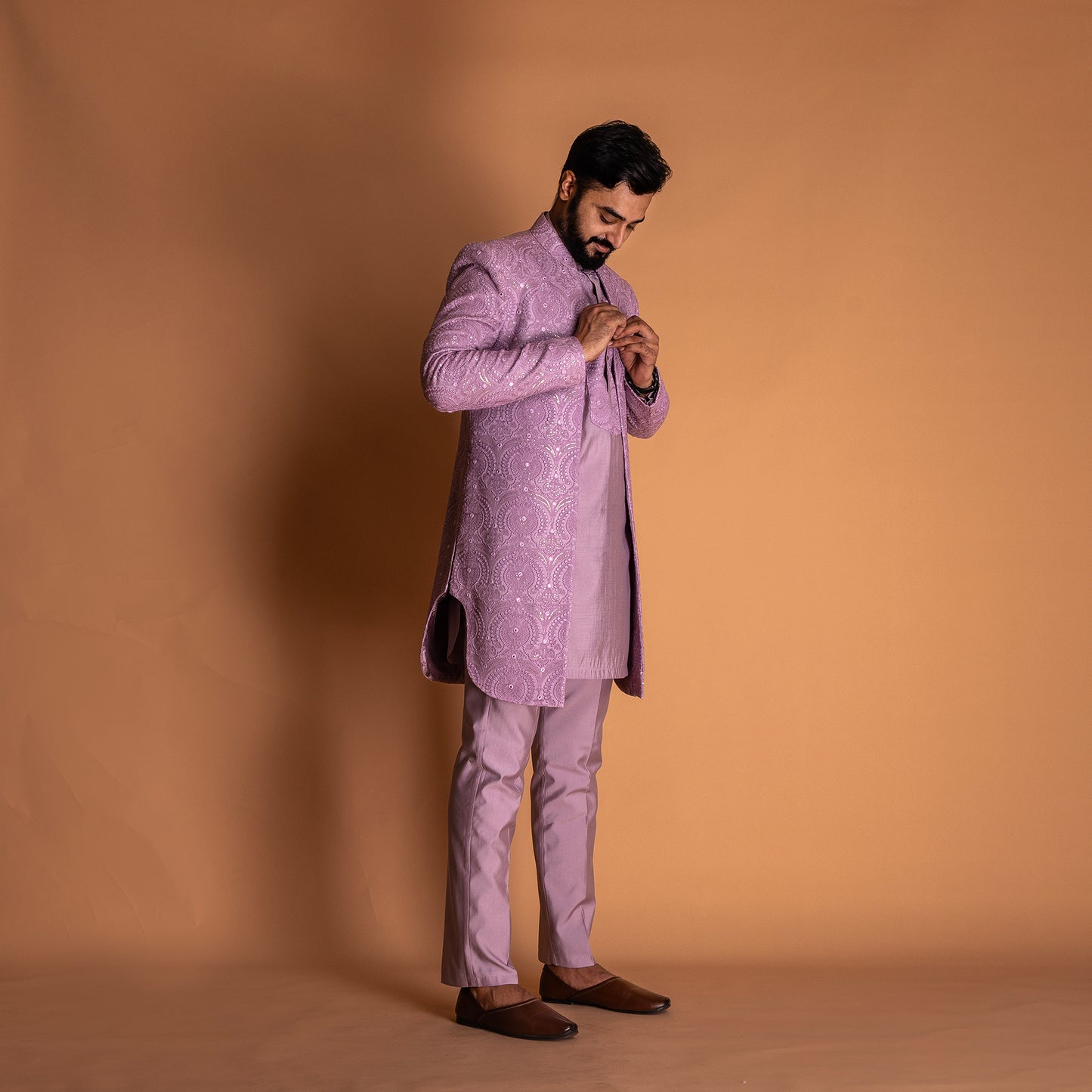 All Purple Indo-western Kurta set