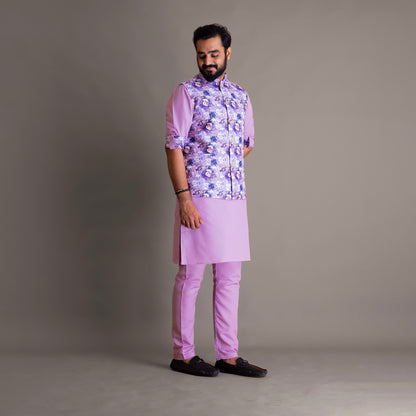 Cherry Lilac Blosson Kurta Jacket Set